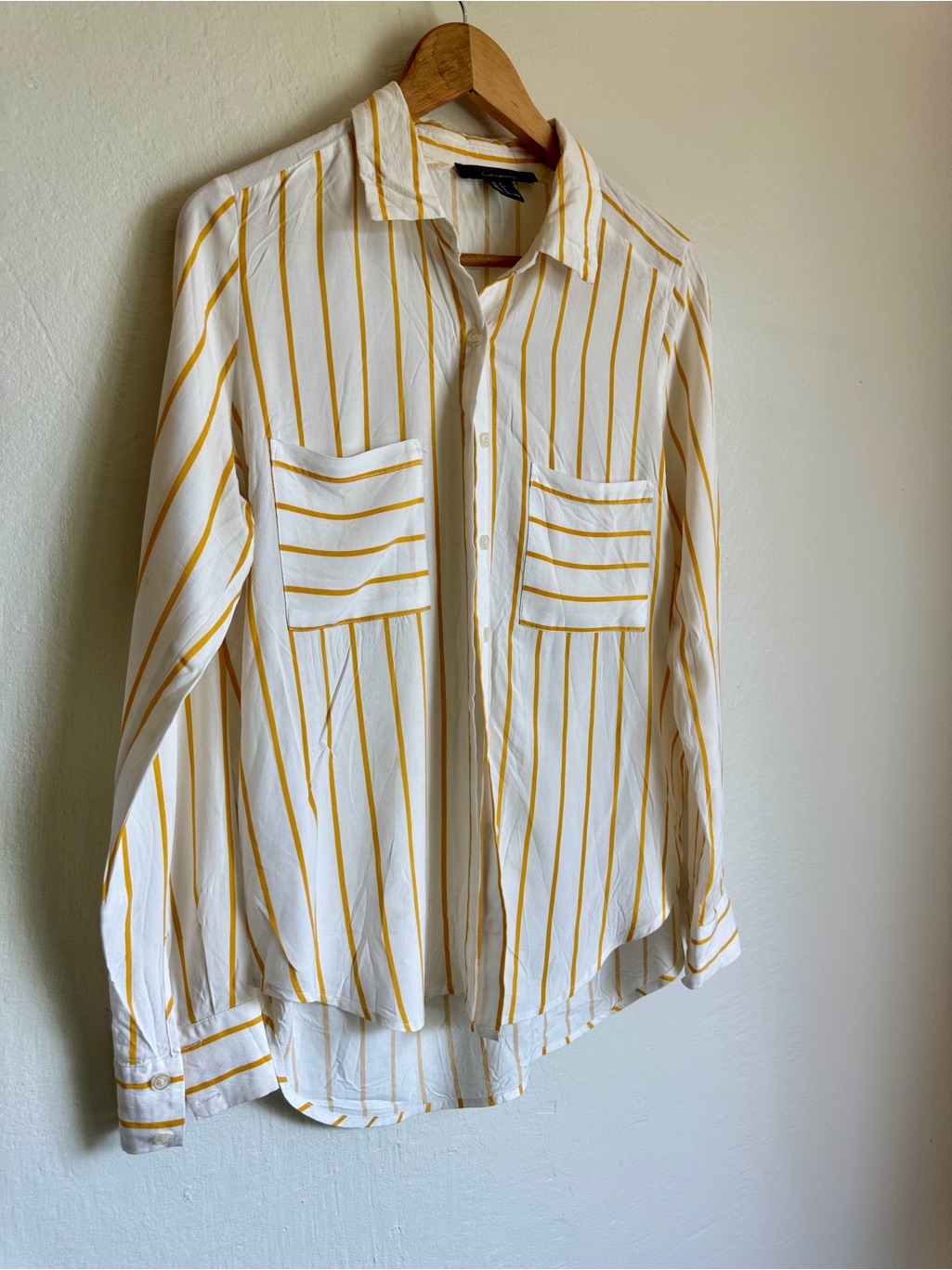 Forever 21 White Shirt With Yellow Stripes - Men (S)